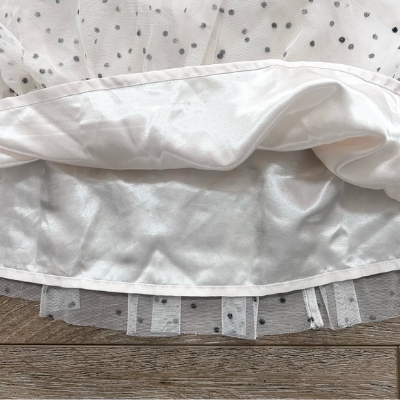 Crewcuts J. Crew Girls Tulle Party Holiday Dress Sz 8 Off White Black Polka Dots - Picture 7 of 10